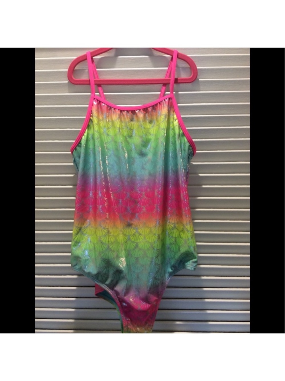 Mermaid Swimsuit rainbow colors one piece Wonder Nation sz XL 14-16